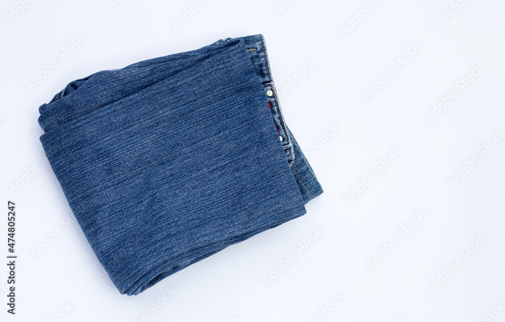 Blue jeans on white background. Blue jeans on white background.