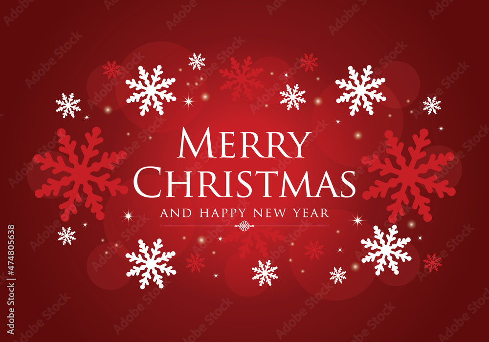 Merry Christmas greeting card with festive elements.