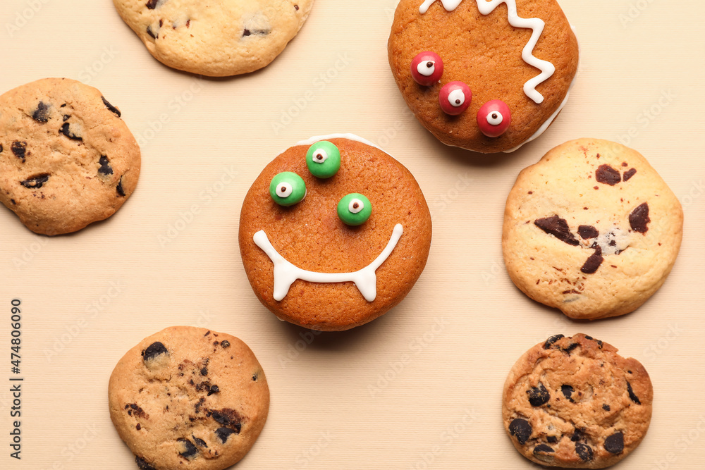 Funny cookies on light background Funny cookies on light background