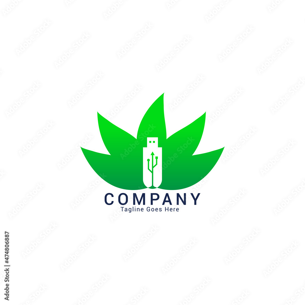 Usb Icon or Leaf Logo element template design\vector illustration Usb Icon or Leaf Logo element template design\vector illustration