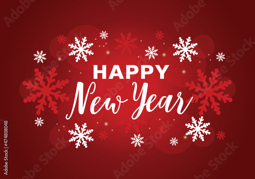 2022 Happy New Year card with christmas festive elements.