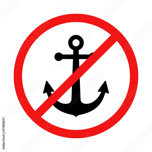 No Anchor Sign on White Background