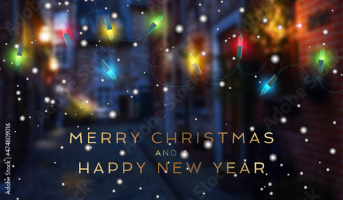 Merry Christmas holiday background, greetings, poster