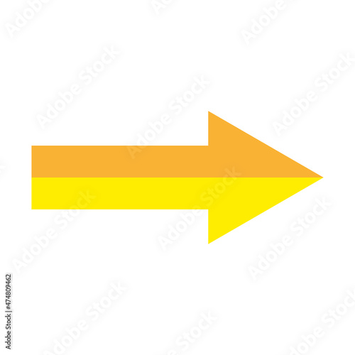 Yellow arrow right icon. Realistic design. Direction cursor sign. Navigation concept. Vector illustration. Stock image. 