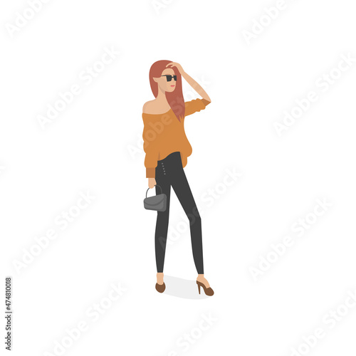 Girl model. Modern fashion.