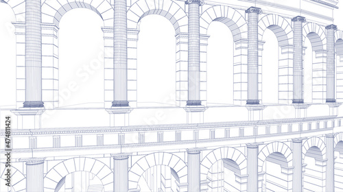 Sketch of rome colosseum ancient architecture