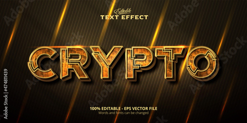 Editable Cyrpto text effect, Brown Background;
