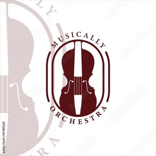 violin or cello logo vintage vector illustration template icon graphic design