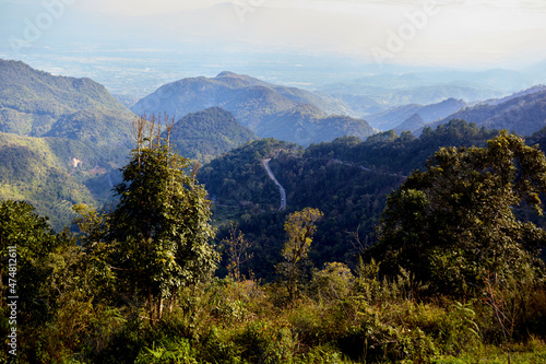 Asphalt road through on the mountain