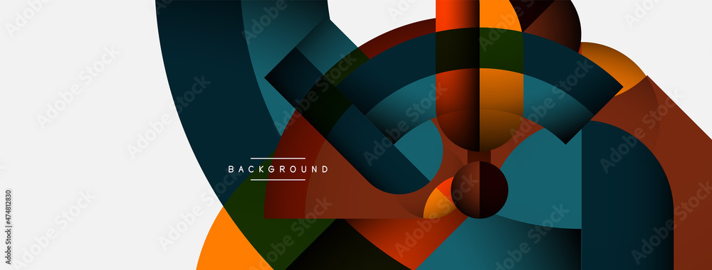 Geometric abstract background. Round shapes, circles, lines composition for wallpaper banner background or landing page Geometric abstract background. Round shapes, circles, lines composition for wallpaper banner background or landing page