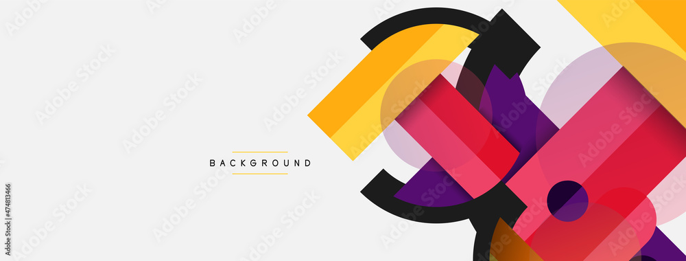 Geometric shapes composition abstract background. Circles lines and rectangles. Vector illustration for wallpaper banner background or landing page Geometric shapes composition abstract background. Circles lines and rectangles. Vector illustration for wallpaper banner background or landing page