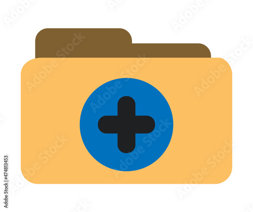 Medical health record folder icon for healthcare. flat style.