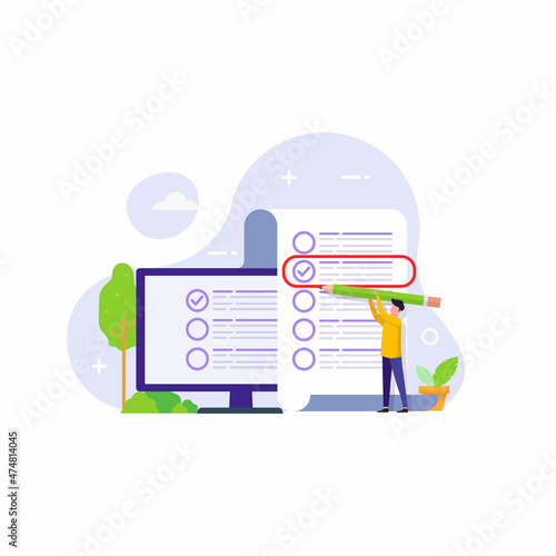 Manager prioritizing tasks in to do list agenda, checklist, management vector illustration