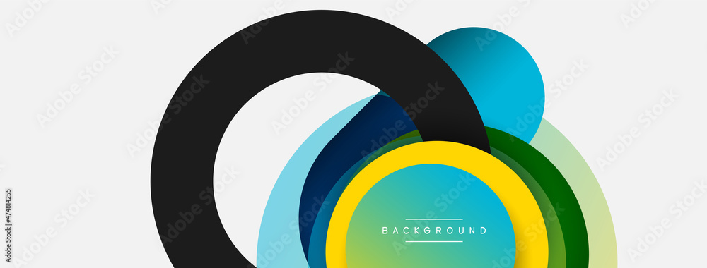 Creative geometric wallpaper. Minimal abstract background. Circles composition vector illustration for wallpaper banner background or landing page Creative geometric wallpaper. Minimal abstract background. Circles composition vector illustration for wallpaper banner background or landing page