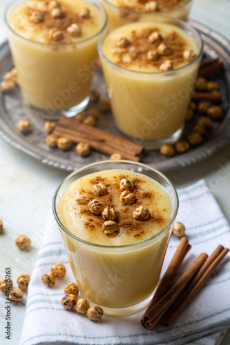 Traditional Turkish drink with roasted chickpea Boza or Bosa