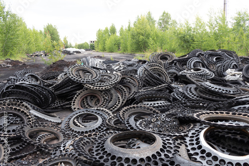 Obraz na plátně discarded tires from cars in nature