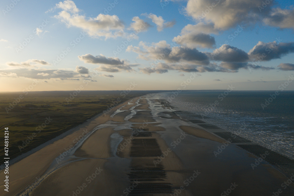 Utah Beach at sunset in Europe, France, Normandy, towards Carentan, in spring, on a sunny day. Utah Beach at sunset in Europe, France, Normandy, towards Carentan, in spring, on a sunny day.