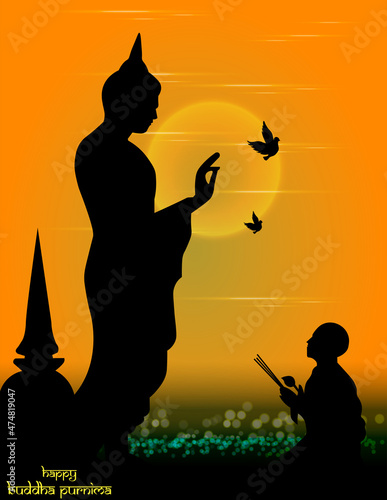 Happy Buddha Purnima Vesak,Buddhist festival- Vector