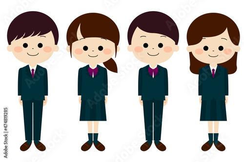 制服を着ている学生達