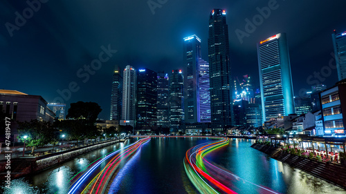 Photography City view at Singapore central area at night.