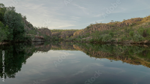 wide view of katherine gorge during a cruise at sunrise photo
