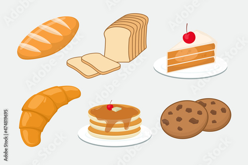 Set of bread icons isolated on a white background