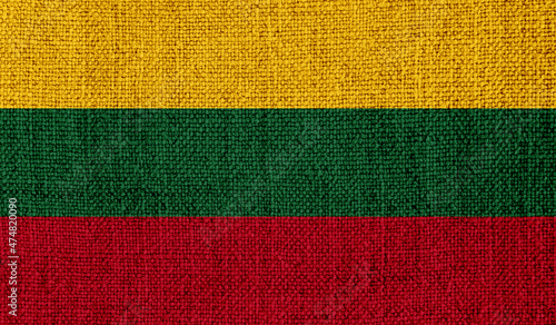 Lithuania flag on knitted fabric