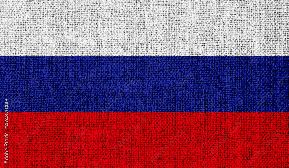 Russia flag on knitted fabric
