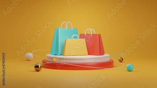 Sale symbol and podium present you sale and shopping concept. Sale event, Shopping sale event. 3d illustration background.