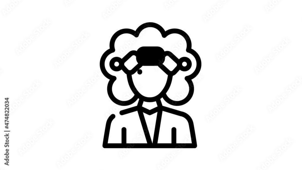 perm hair animated line icon perm hair sign. isolated on white background perm hair animated line icon perm hair sign. isolated on white background