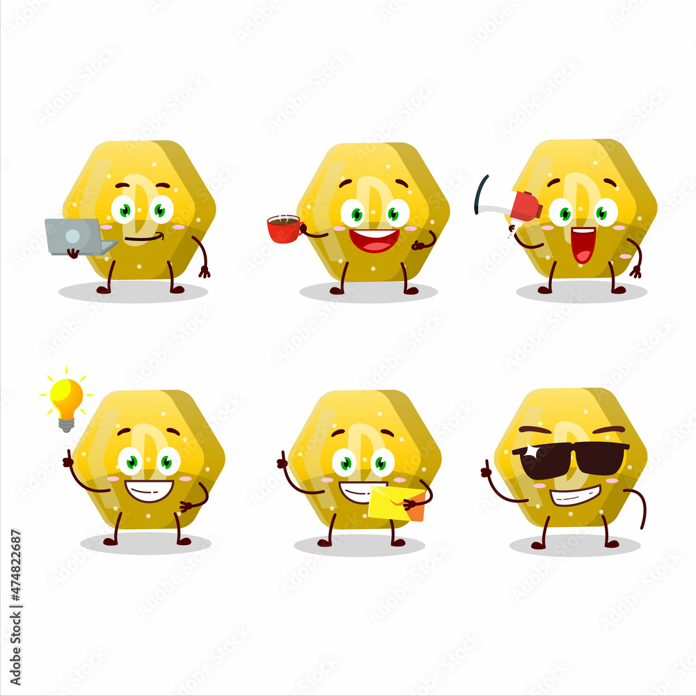 Yellow gummy candy D cartoon character with various types of business emoticons Yellow gummy candy D cartoon character with various types of business emoticons