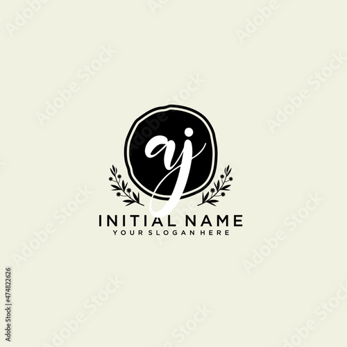 AJ monogram logo template vector