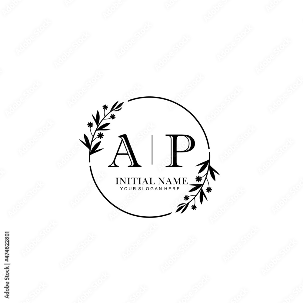 AP Hand drawn wedding monogram logo AP Hand drawn wedding monogram logo