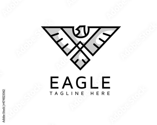abstract line elegant eagle fly logo emblem template illustration