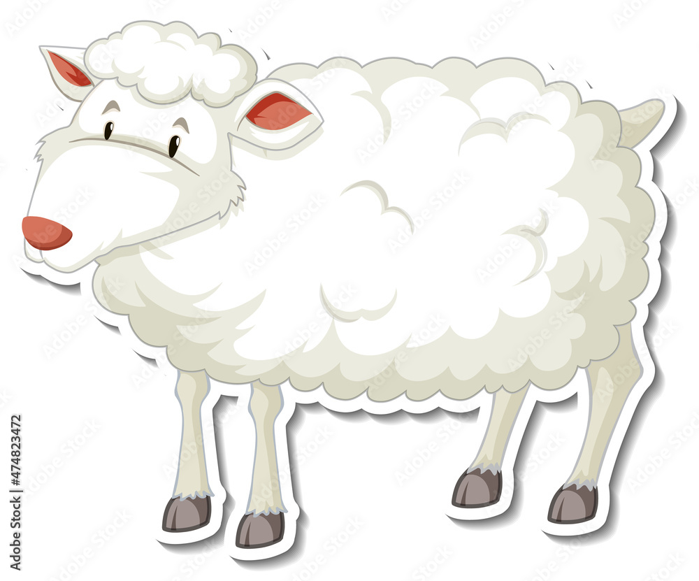 White sheep farm animal cartoon sticker White sheep farm animal cartoon sticker