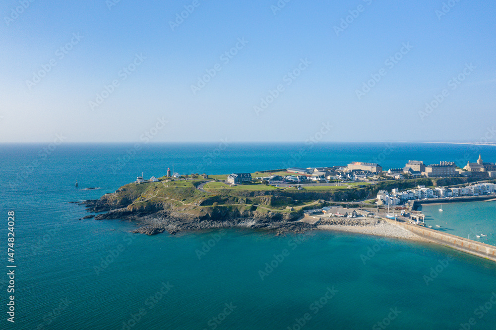 The Pointe du Roc of the city of Granville in Europe, France, Normandy, Manche, in spring on a sunny day.