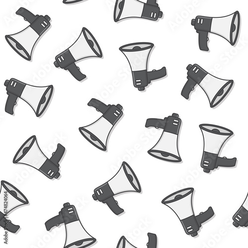 Megaphone Seamless Pattern On A White Background. Speaker Toa Megaphone Illustration