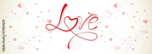 Love text with heart banner design photo