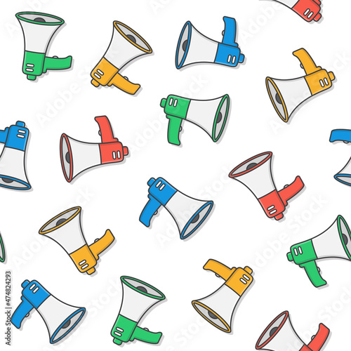 Megaphone Seamless Pattern On A White Background. Speaker Toa Megaphone Theme Illustration
