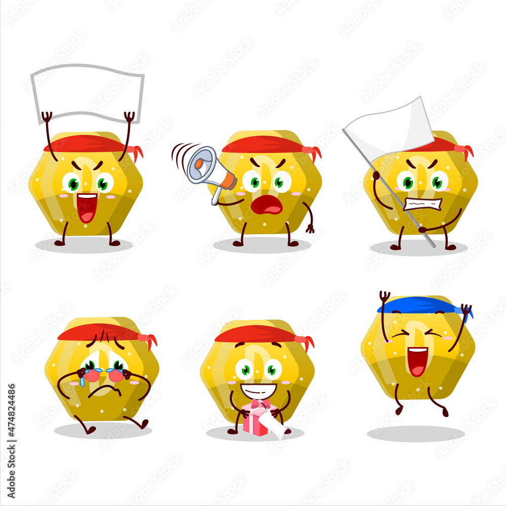 Mascot design style of yellow gummy candy D character as an attractive supporter Mascot design style of yellow gummy candy D character as an attractive supporter
