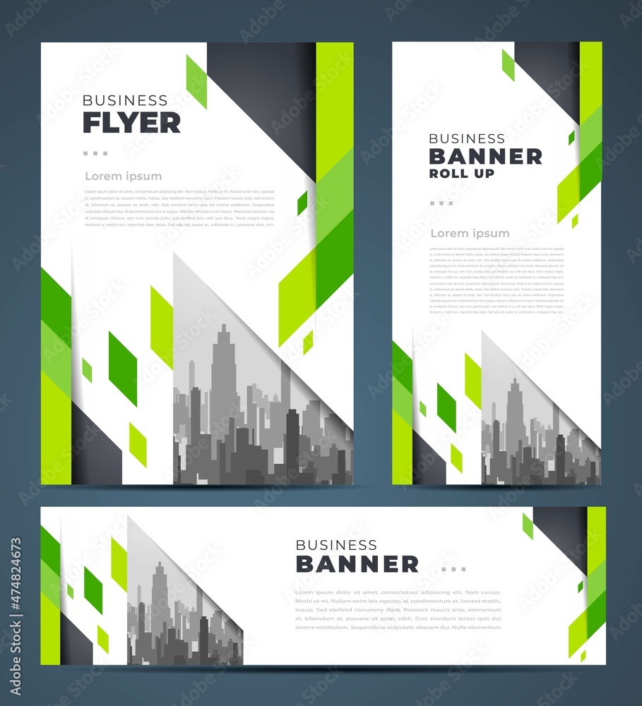 Abstract rhombus theme Set flyer cover, banner, roll up banner Abstract rhombus theme Set flyer cover, banner, roll up banner
