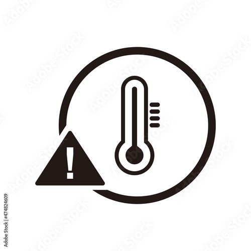 Over high temperature warning icon symbol illustration