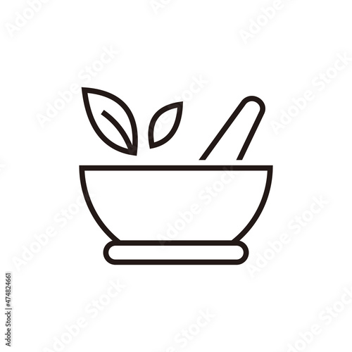 medicine mortar vector line icon