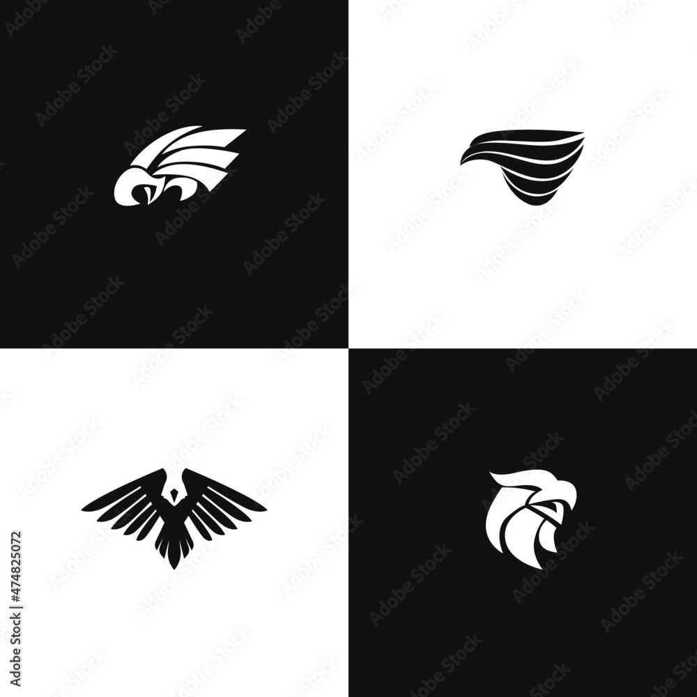 Fototapeta premium Logo Eagle Silhouette black white set