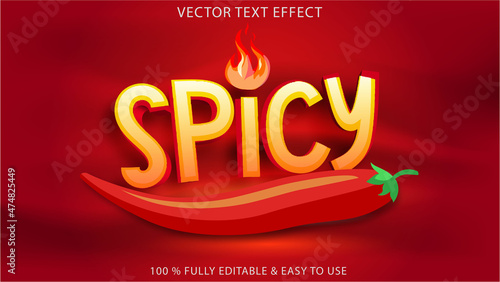 red hot spicy chily vector text effect