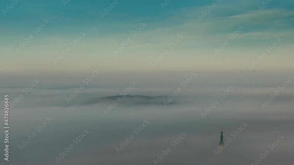 fly over the clouds in Tabor Czech autumn cold morning fly over the clouds in Tabor Czech autumn cold morning