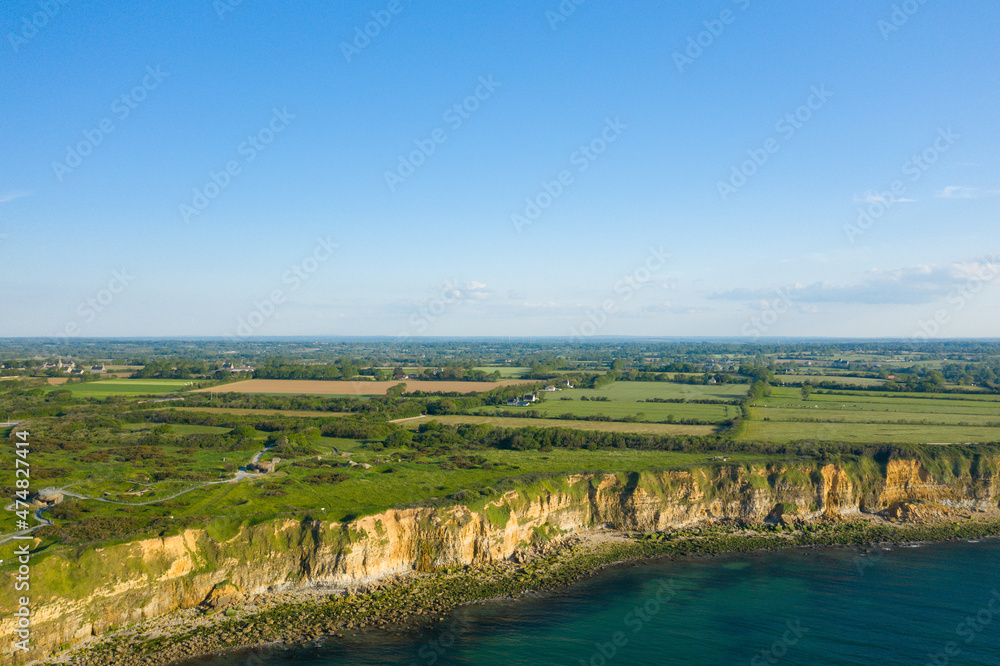The Norman bocage near the Pointe du Hoc in Europe, France, Normandy, towards Carentan, in spring, on a sunny day.