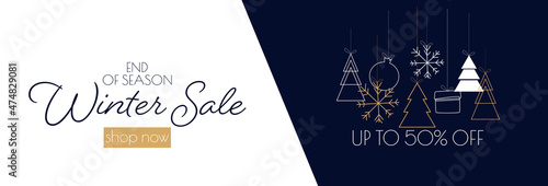 Winter sale banner. Modern minimal design for Sales. Flat vector illustration.	
