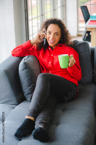 African American woman drin...