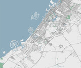 Dubai vector map. Detailed map of Dubai city administrative area. Cityscape urban panorama.